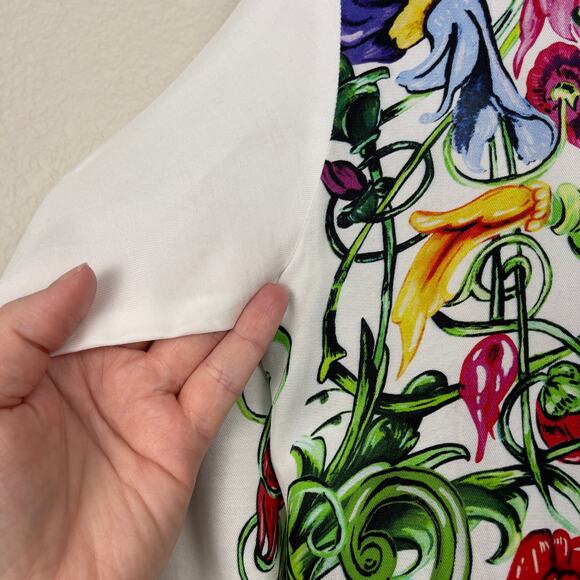 Versace Jeans Couture Garden Baroque Print Shirt White Multi Size 4 Signature - Picture 6 of 16